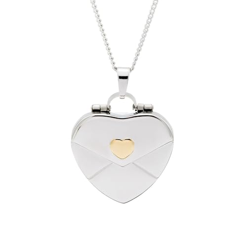 Women's Stainless Steel Engravable Gold Heart Envelope Locket, (20" long chain) - Personalized Secret Locket Necklace - Heart Locket - Custom Necklaces for Women - Gifts for Mom - Gifts for Mom