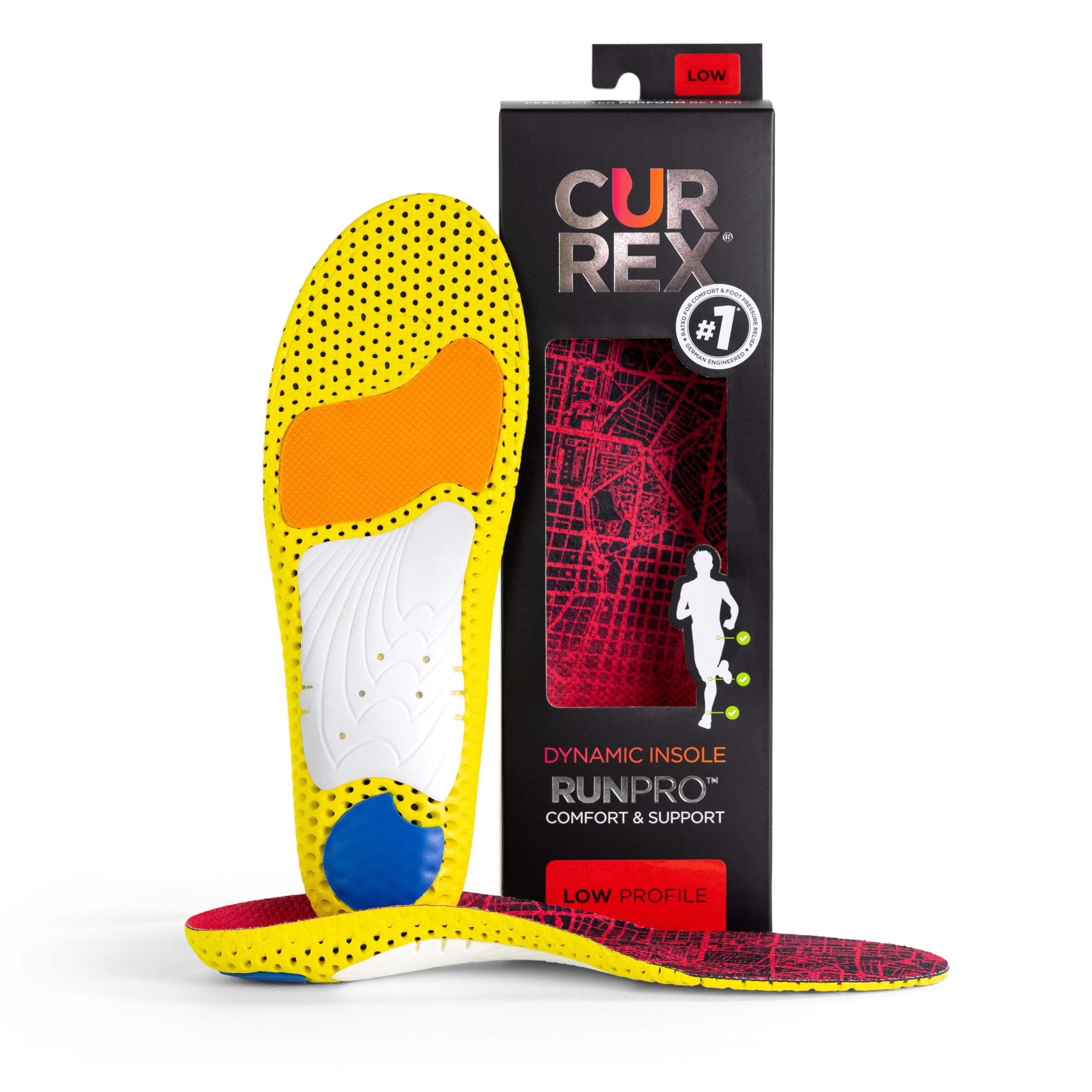 CURREX RunPro Insoles for Running Shoes – Arch Support Inserts to Help Reduce Fatigue, Prevent Injuries & Boost Performance – for Men & Women – Low Arch, Medium