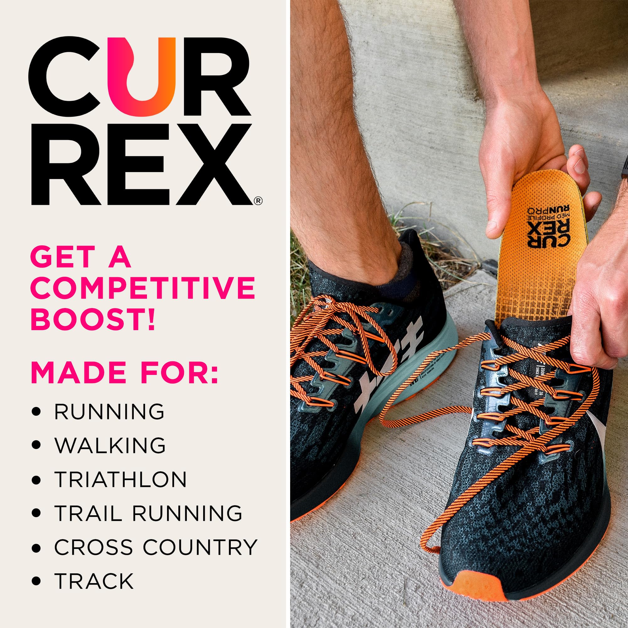 CURREX RunPro Insoles for Running Shoes – Arch Support Inserts to Help Reduce Fatigue, Prevent Injuries & Boost Performance – for Men & Women – Low Arch, Medium