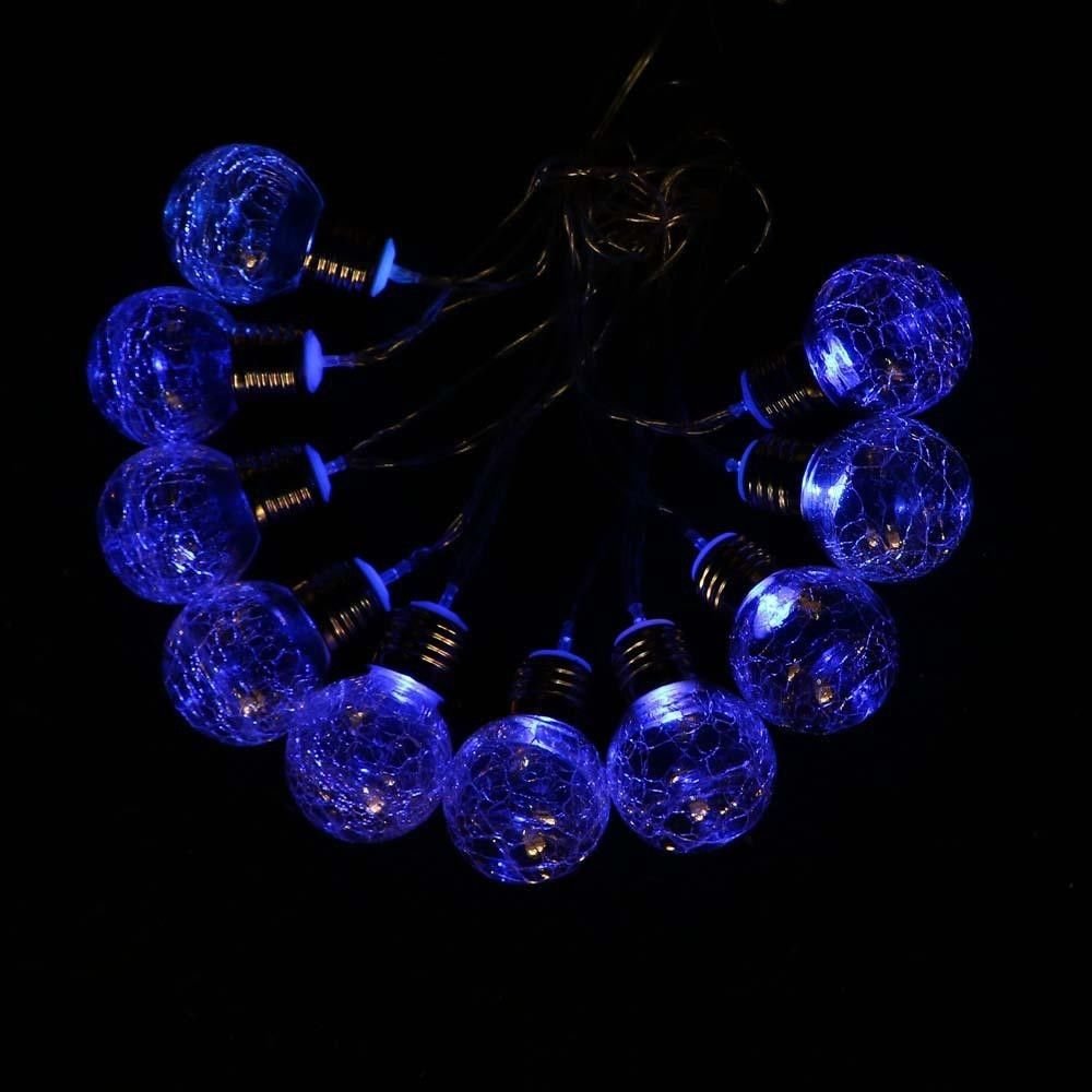 Hampton Bay 10-Light 12 ft. Integrated LED Clear Crackle Glass Ball String Light Set