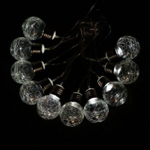 Hampton Bay 10-Light 12 ft. Integrated LED Clear Crackle Glass Ball String Light Set