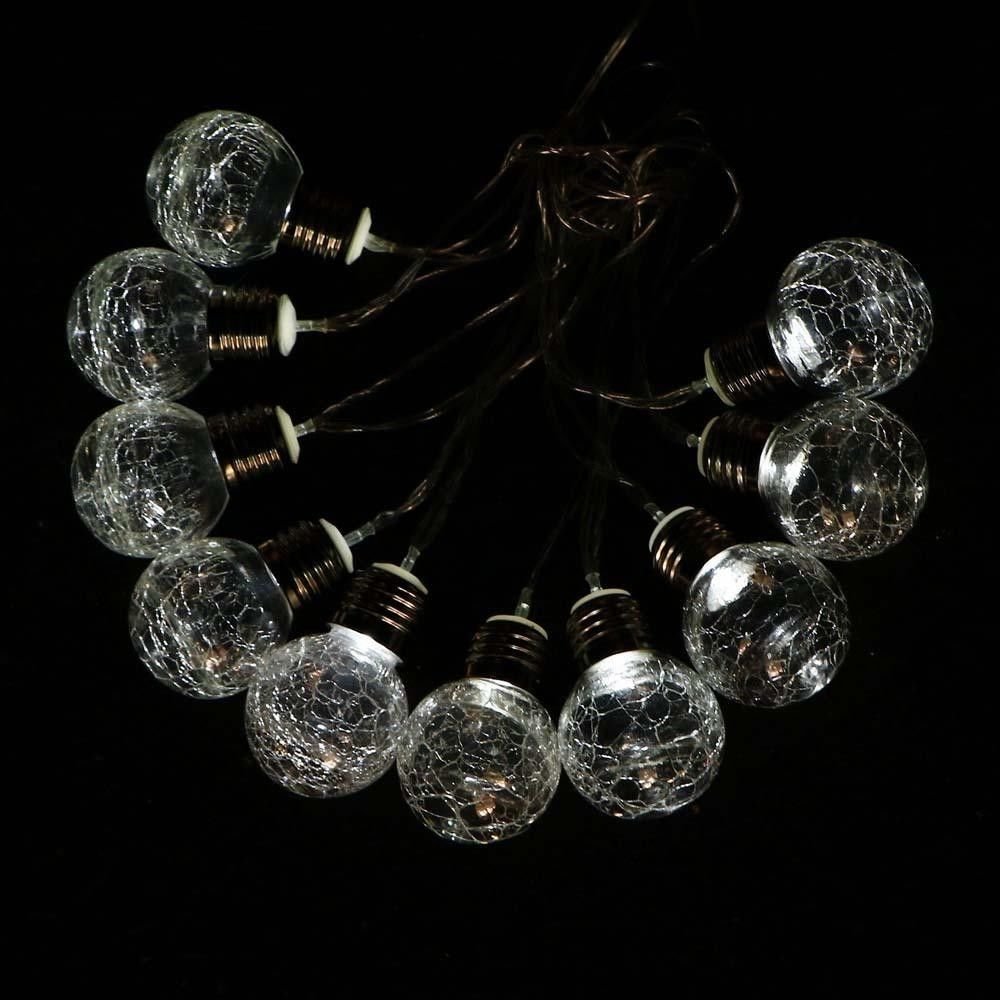 Hampton Bay 10-Light 12 ft. Integrated LED Clear Crackle Glass Ball String Light Set