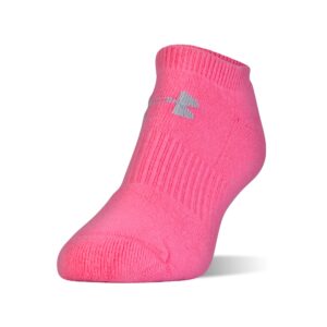 Under Armour Youth Cotton No Show Socks, Multipairs , Pink Assorted (6 Pairs) , Small