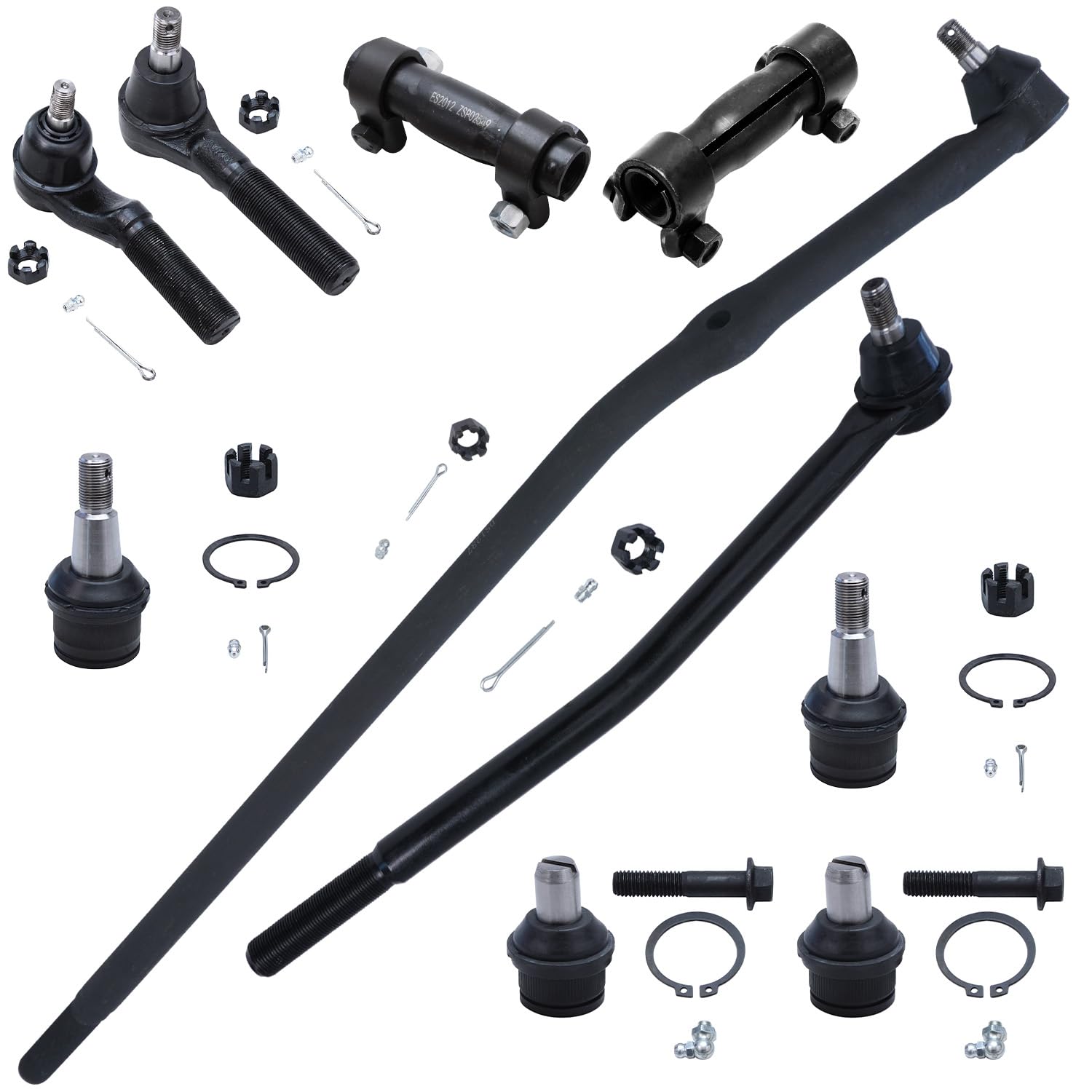 Detroit Axle - Front 10pc Suspension Kit for Ford E-250 Econoline E-350 Club Wagon Super Duty [For Vehicles with Single Rear Wheels], 4 Ball Joints 2 Adjustment Sleeves 4 Tie Rods Replacement