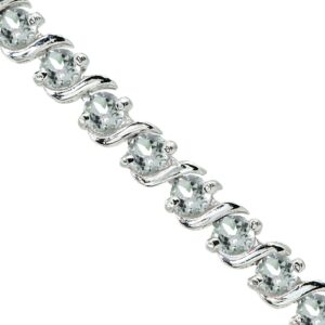 B. BRILLIANT Sterling Silver S Design Light Aquamarine Tennis Bracelet for Women with Gift Box