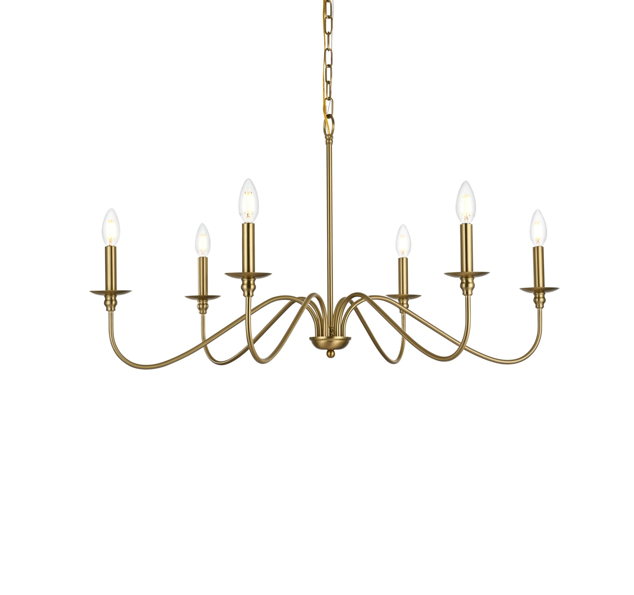 Elegant Lighting Rohan Collection 6 Light Chandelier in Matte Black Finish - 36" D x 19" H