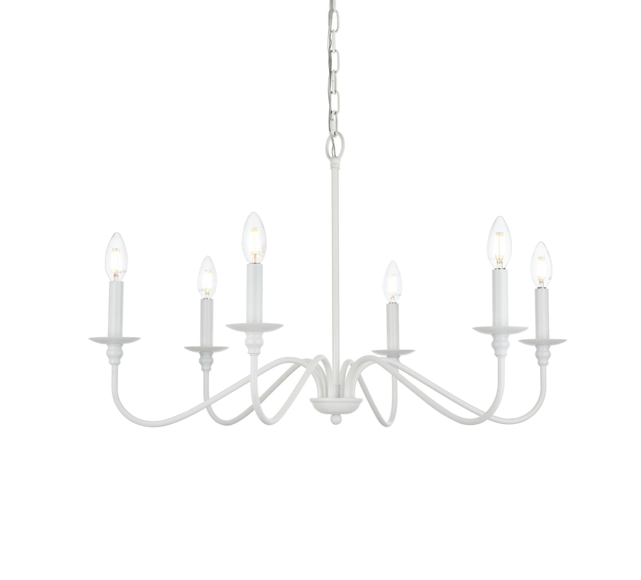 Elegant Lighting Rohan Collection 6 Light Chandelier in Matte Black Finish - 36" D x 19" H