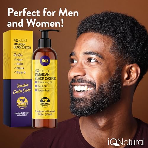 IQ Natural Jamaican Black Castor Oil for Hair Growth and Skin Conditioning, 100% Pure Cold Pressed, Scalp, Nail and Hair Oil - (Unscented) (8oz)