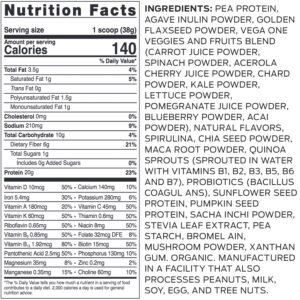 Vega Organic All-in-One Vegan Protein Powder, French Vanilla -Superfood Ingredients, Vitamins for Immunity Support, Keto Friendly, Pea Protein for Women & Men, 12.2 oz (Packaging May Vary)