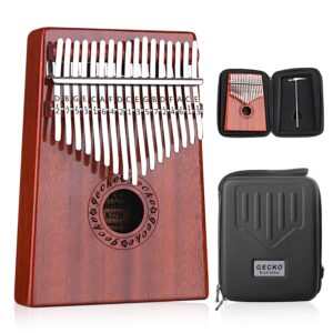 gecko kalimba 17 keys thumb piano with waterproof protective box, tune hammer and study instruction, portable mbira sanza finger piano, meditation sound, gift for kids adult beginners professional