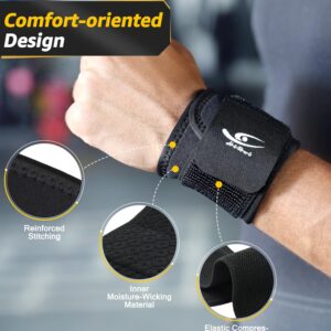 HiRui 2 PACK Wrist Compression Strap and Wrist Brace Sport Wrist Support for Fitness, Weightlifting, Tendonitis, Carpal Tunnel Arthritis, Pain Relief-Wear Anywhere-Unisex,Adjustable