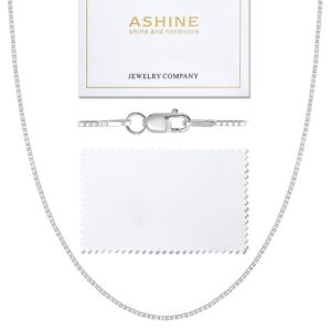 ASHINE Silver Chain Necklace for Women Sterling Silver Necklace Extender (1mm Box Chain Lobster Clasp 20 Inches)