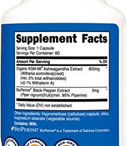 Nutricost KSM-66 Ashwagandha Root Extract 600mg, 60 Veggie Caps - 5% Withanolides - with BioPerine - Full-Spectrum Root Extract