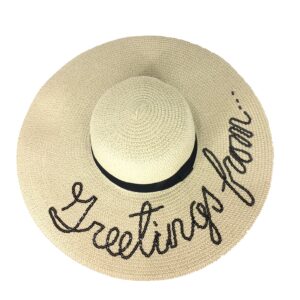 fashion culture women's greetings from. floppy straw wide brim sun hat, natural