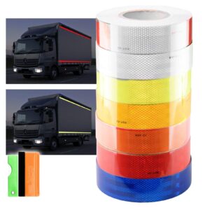 Free Tool Kit 2"x150ft Orange Night Reflective DOT-C2 Safety Tape Warning Caution Adhesive Conspicuity Marking Decal Sticker Roll Film Truck RV Trailer Boat ATV Construction Indoor Outdoor