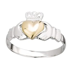 Biddy Murphy Women's Irish Claddagh Ring, 925 Sterling Silver & 10k Gold, Imported Celtic Jewelry, Size 6