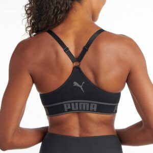 PUMA Women's Seamless Sports Bra, Black/Grey, Large