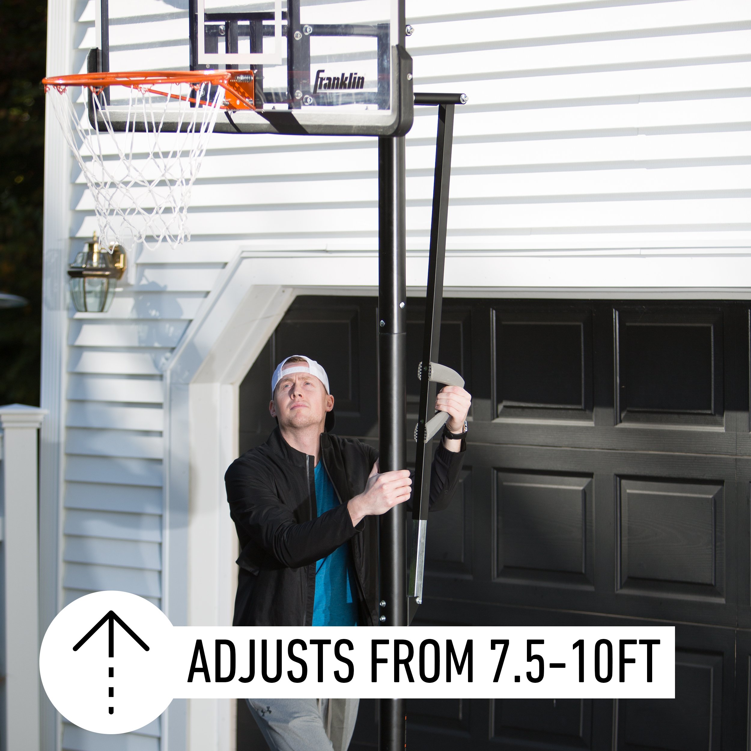 Franklin Sports Portable Basketball Hoop – 48" Adjustable Outdoor Basketball Hoop with Wheels - Authentic Driveway Basketball Hoop Black