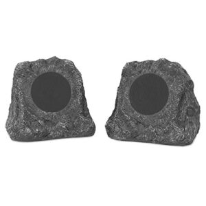 victrola outdoor rock speaker pair - wireless bluetooth speakers for garden, patio, waterproof design, built for all seasons, rechargeable battery, wireless music streaming, charcoal