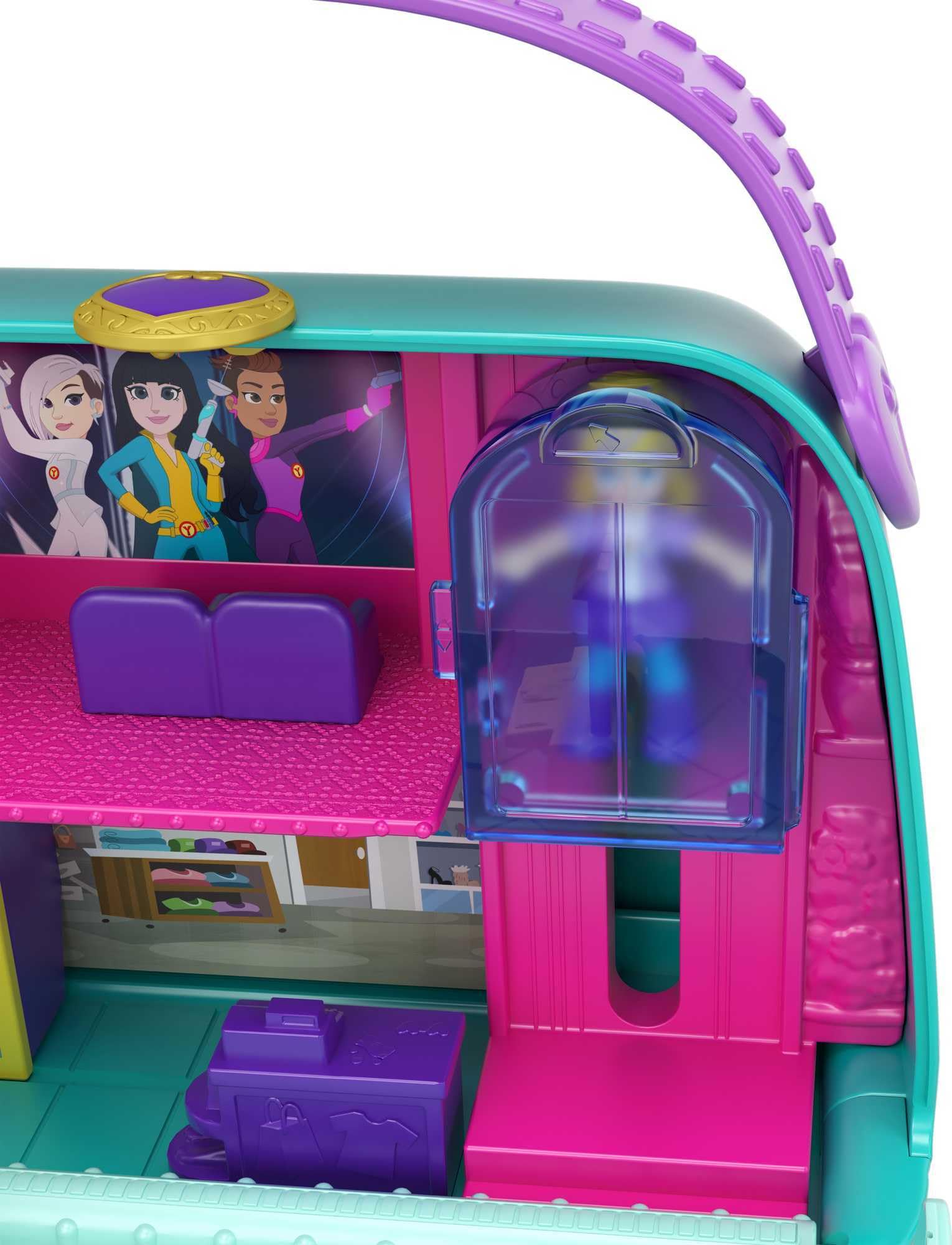 Polly Pocket 2-in-1 Playset, Travel Toy with 2 Micro Dolls & Surprise Accessories, Pocket World Mini Mall Escape Purse Compact