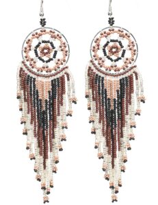 tarsus bead earrings dangle for women seed bead dream catcher women hypoallergenic beaded native american(gray)