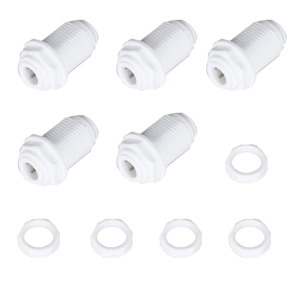 PureSec 1/4 Bulkhead Fitting 1/4 RO Tubing Use for RO/DI System(5, 1/4" Tube O.D.)