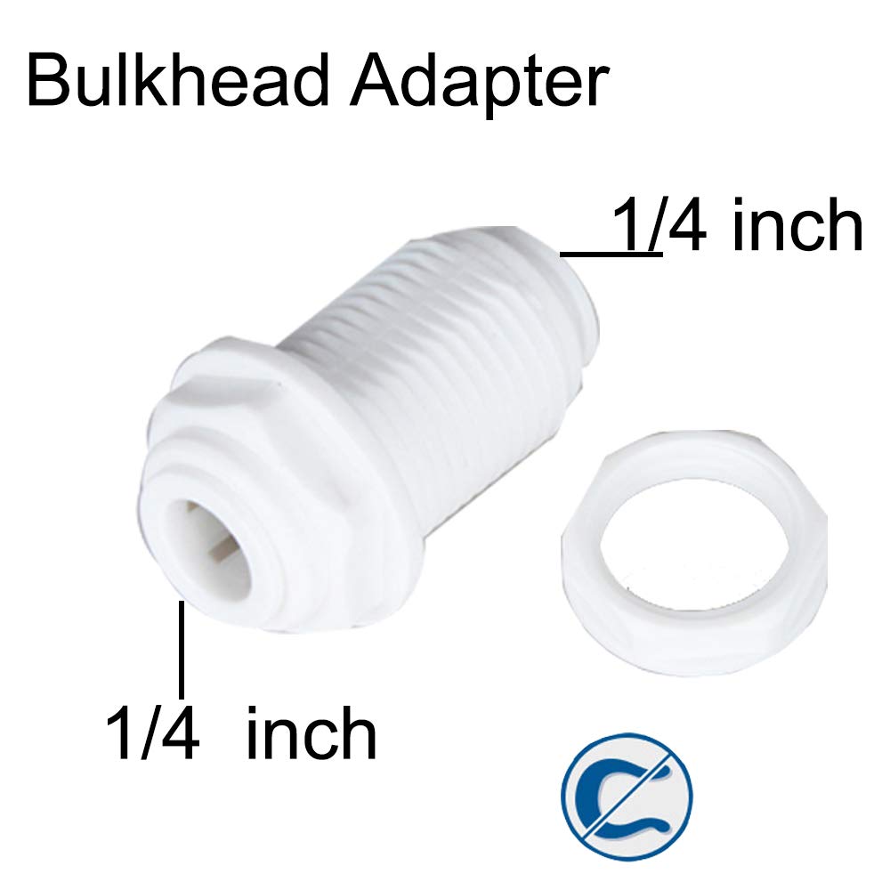 PureSec 1/4 Bulkhead Fitting 1/4 RO Tubing Use for RO/DI System(5, 1/4" Tube O.D.)