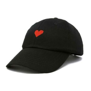 DALIX Pixel Heart Hat Womens Dad Hats Cotton Caps Embroidered Valentines Black