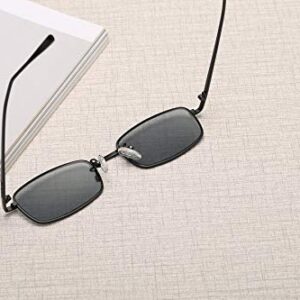 FEISEDY Vintage Small Rectangle Sunglasses Women Men Retro Trendy Square Metal Frame Sun Glasses B2295