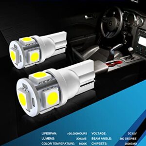 Marsauto 194 LED Bulbs 168 T10 2825 5SMD LED Bulbs Car Dome Map License Plate Lights Lamp White 12V (Pack of 2)