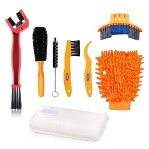 oumers bike clean brush kit, 8pcs bicycle cleaning tools make chain/tire/sprocket/crank bike corner stain dirt clean shine. durable/practical