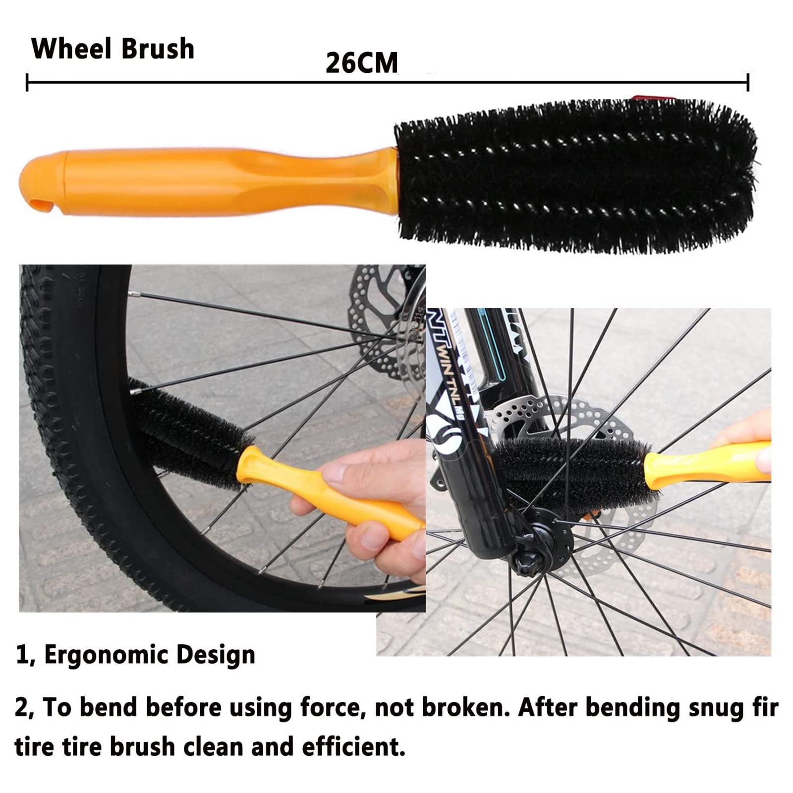 Oumers Bike Clean Brush Kit, 8pcs Bicycle Cleaning Tools Make Chain/Tire/Sprocket/Crank Bike Corner Stain Dirt Clean Shine. Durable/Practical