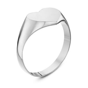 LANDA JEWEL Ladies Sterling Silver Heart Shape Medium Weight Polished Signet Ring 8x11mm (7.5)