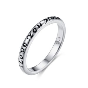 tongzhe 3mm i love you more wedding band ring in antique sterling silver 925 with us size 6