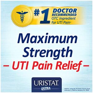 Uristat Ultra UTI Pain Relief Tablets, Fast Urinary Tract Infection Relief of Urinary Pain, Burning, Urgency, Maximum Strength, Cranberry Flavored Coating, 30 Tablets