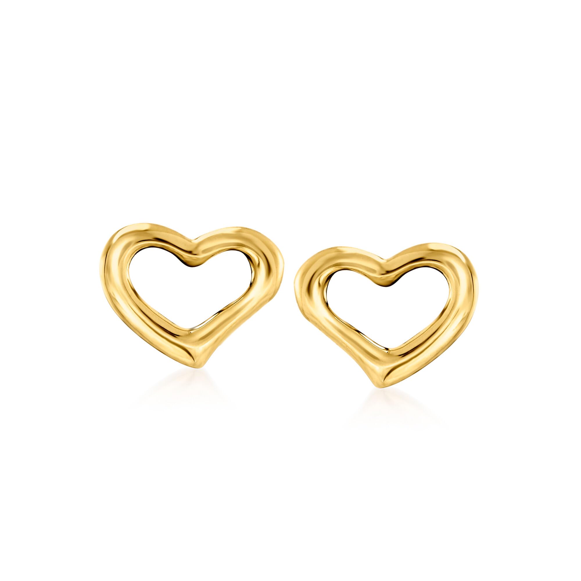 Ross-Simons 18kt Yellow Gold Open-Space Heart Stud Earrings