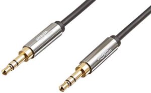 amazon basics 2-pack 3.5mm aux audio cable for stereo speaker or subwoofer with gold-plated plugs, 4 foot, black