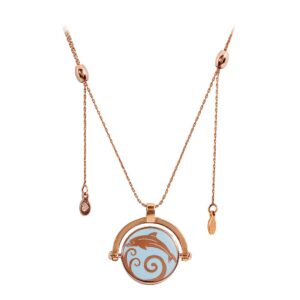 alex and ani women's color infusion, dolphin & sand dollar necklace, shiny rose, expandable