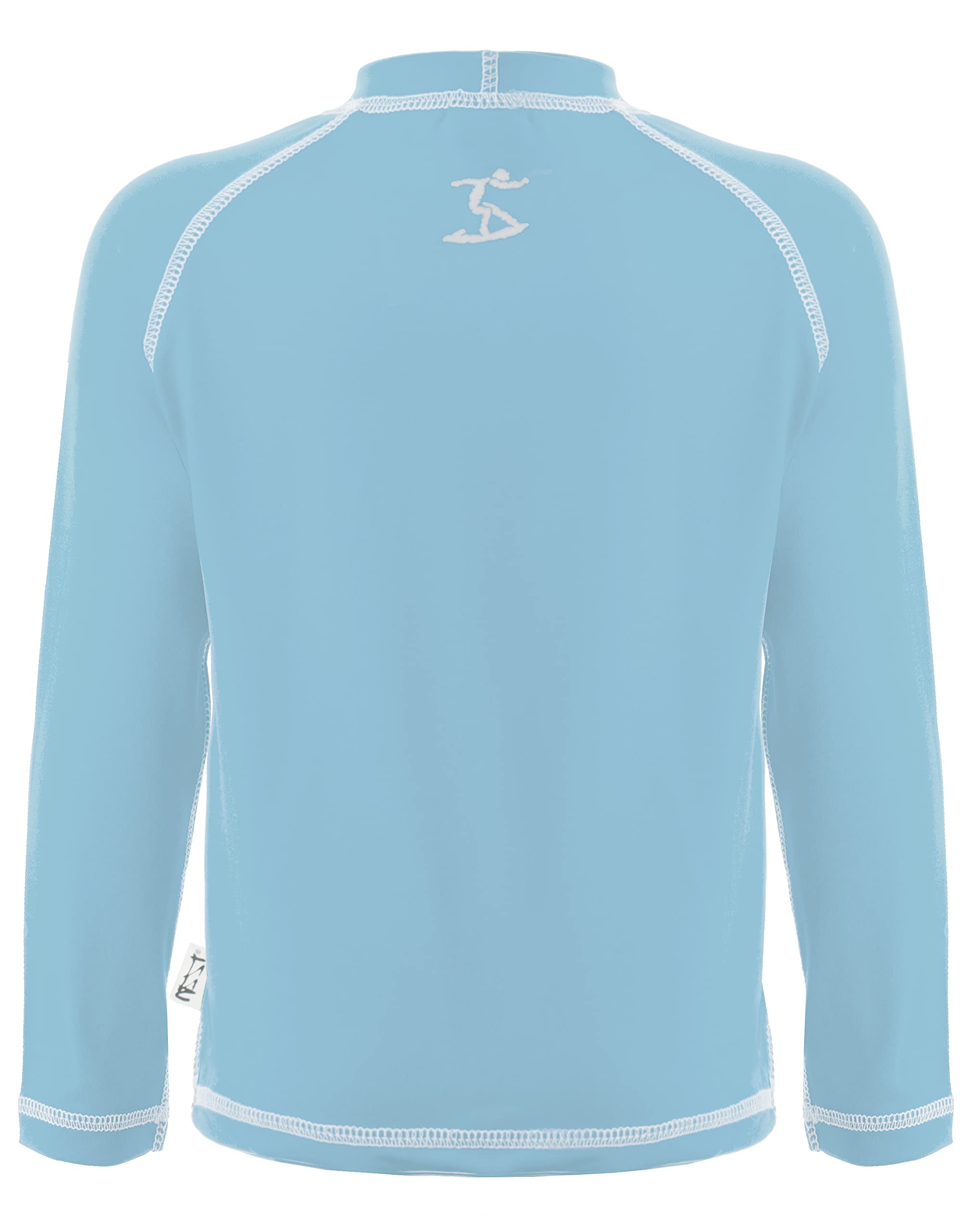 UZZI Kids UPF 50+ Loose Cut Long Sleeve Rashguard Swim T-Shirt (Medium, Light Blue)