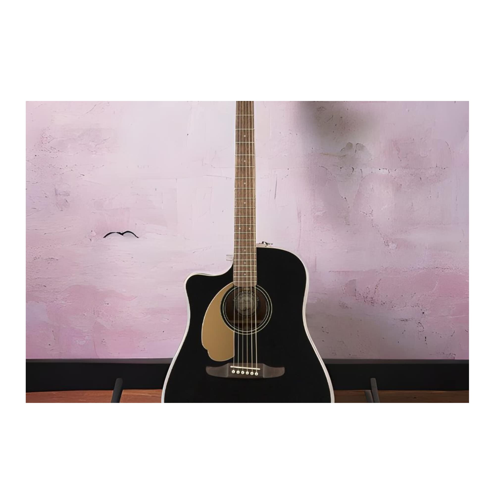 Fender Redondo Player Acoustic Guitar, with 2-Year Warranty, Jetty Black, Walnut Fingerboard