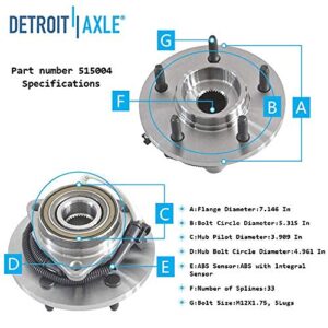 Detroit Axle - 4WD Front 2pc Wheel Bearing Hubs for 97-00 Ford Expedition Lincoln Navigator, 2 Wheel Bearing and Hubs Assembly 1997 1998 1999 2000 Replacement