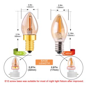 Sphoon C7 LED Bulb, 0.5W Nightlight Candle Bulb, Amber Glow 5w Incandescent Replacements E12 Candelabra Base led Filament Night Bulb Ultra Warm White 2200K Decorative String Edison Lamp Pack of 5