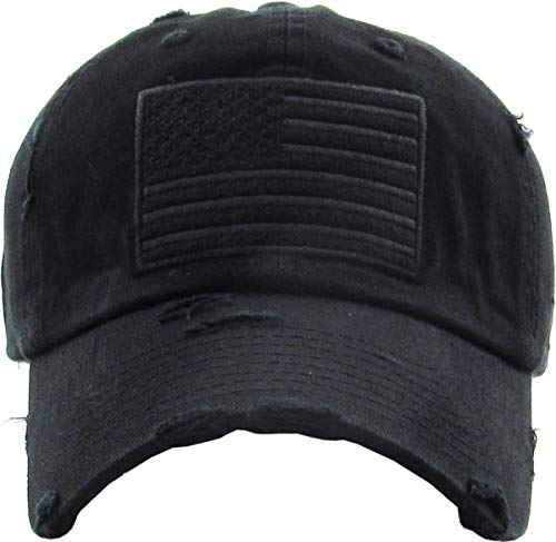 KBVT-209 BLK Tactical Operator with USA Flag Patch US Army Military Baseball Cap Adjustable