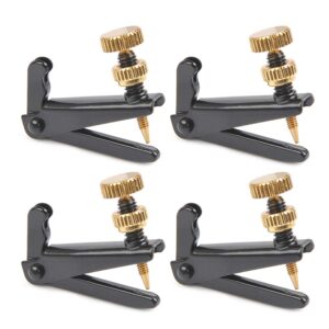 timesetl 4pack violin fine tuners for 4/4-3/4 violin metal string adjuster nickel plated anti rust (black + gold)