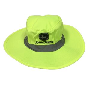 john deere brand high visibility neon green bucket hat