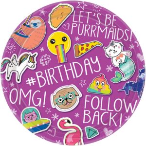 amscan selfie celebration round plates party supplies, 7", multicolor