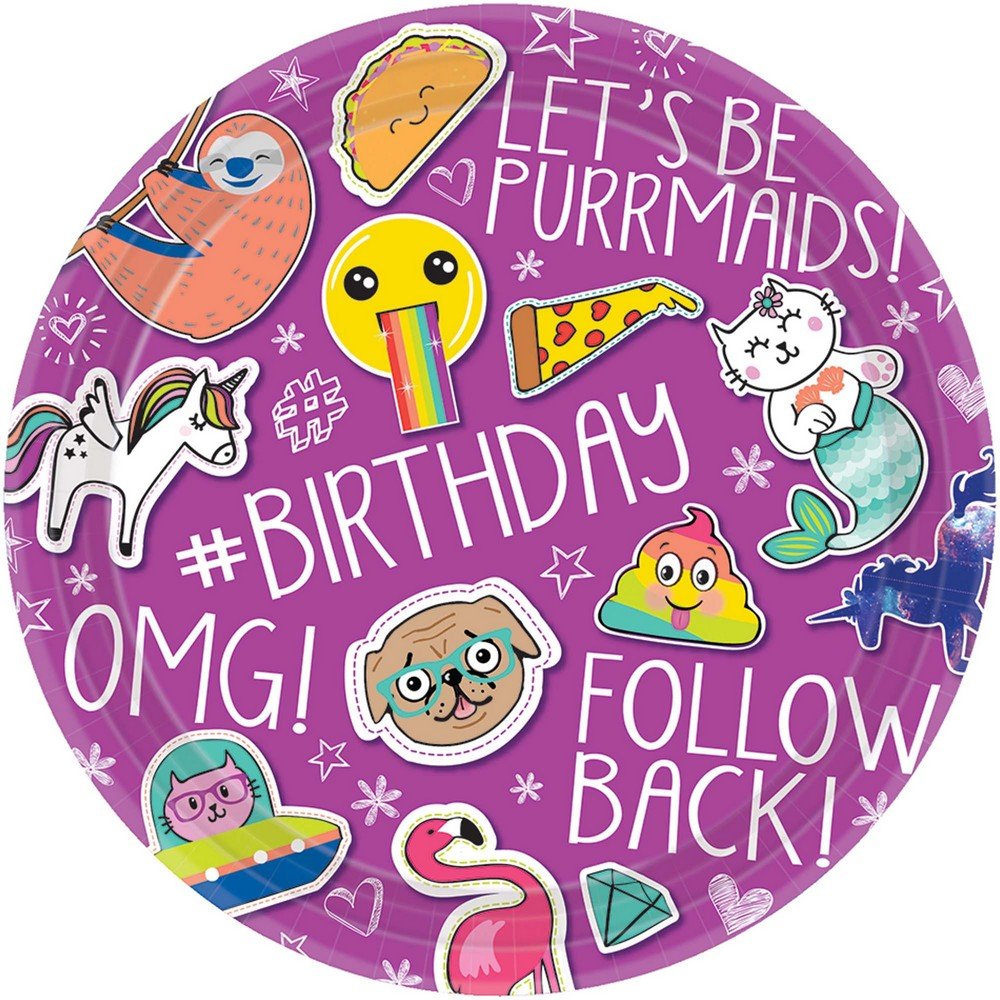 Amscan Selfie Celebration Round Plates Party Supplies, 7", Multicolor