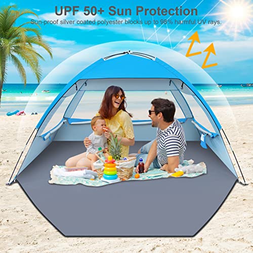 Gorich Beach Tent, UV Sun Shelter Lightweight Beach Sun Shade Canopy Cabana Beach Tents Fit 3-4 Person