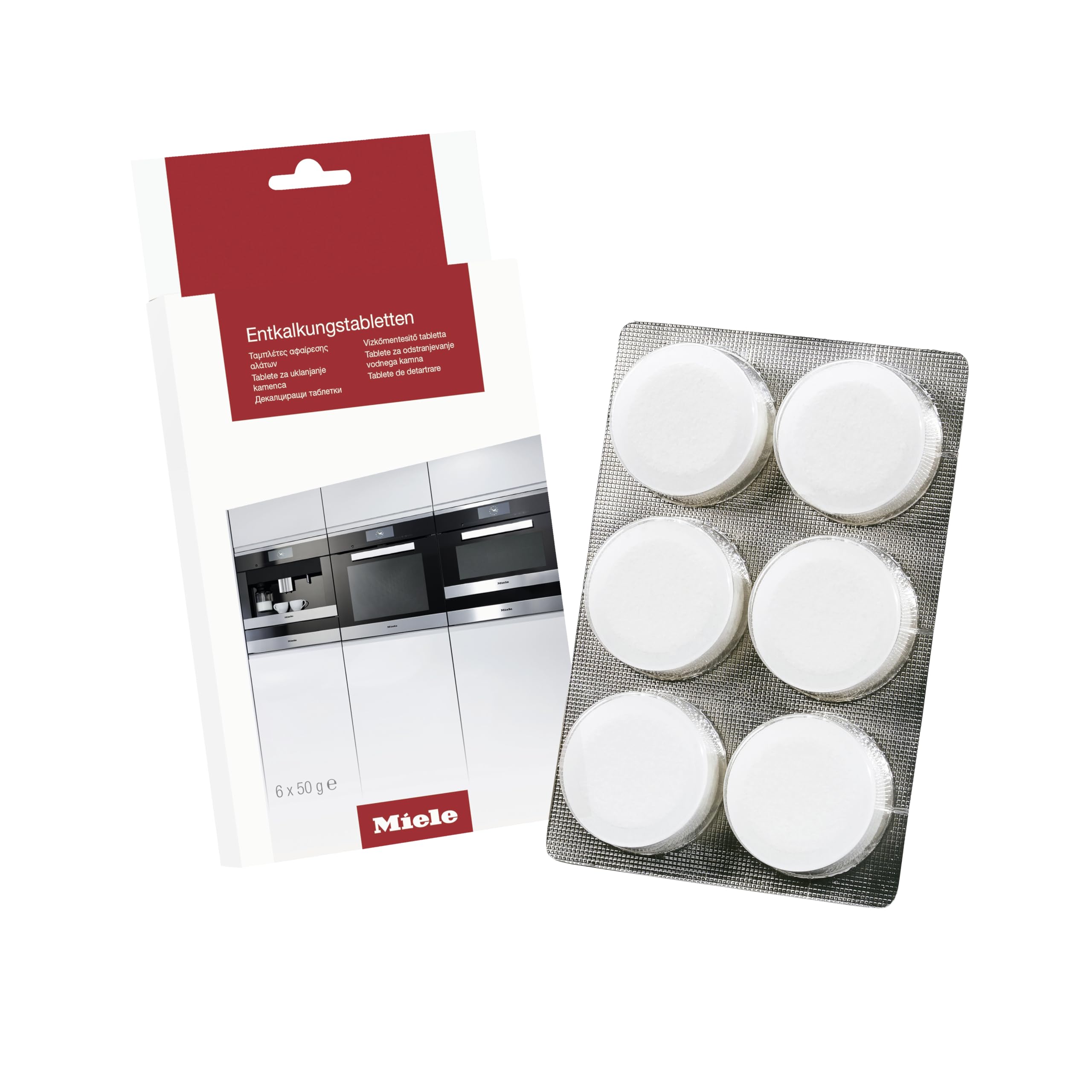 Miele Original Descaling Tablets with Moisture Plus, for Coffee Machines, Steam Ovens, FashionMaster, and Ovens/Ranges with Moisture Plus, Pack of 6