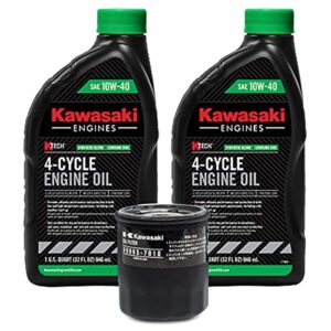 10w-40 kawasaki oil change kit, (1) 49065-7010 oil filter & (2) 99969-6296 quarts of oil